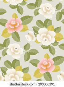 Vintage seamless floral pattern with stylized  roses . Vector illustration.