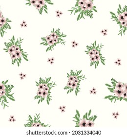 Vintage Seamless floral pattern using colorful cute flowers for print on textile, fabric, Wedding, birthday, Greeting card, web background .Beautiful and trendy illustration design and decoration