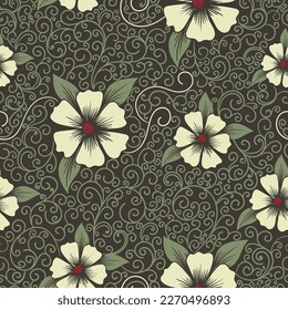Vintage seamless flower pattern vector image