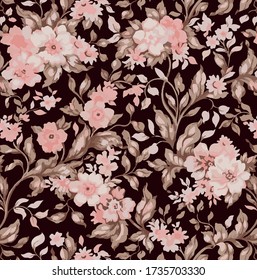 Vintage seamless flower pattern with wild roses, wallpaper style