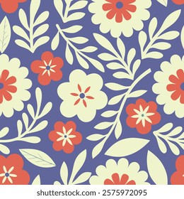 
Vintage seamless flowers,  background with botany wildflowers elegant retro abstract floral design. Vector illustration.