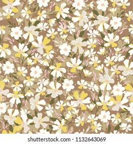 Vintage seamless flowers. Delicate floral pattern for fashion prints. Daisy design for background textile, wallpapers, wrapping, paper.