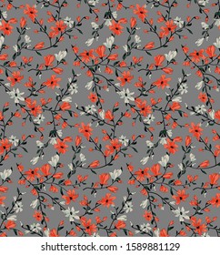 Vintage seamless flowers pattern. Simple floral background for fabric, wrapping and scrapbook.