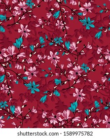 Vintage seamless flowers pattern. Simple floral background for fabric, wrapping and scrapbook.