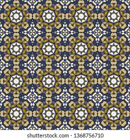 Vintage seamless geometric floral pattern, fabric repeating texture.