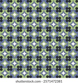 vintage seamless geometric pattern with symmetrical shapes in muted tones