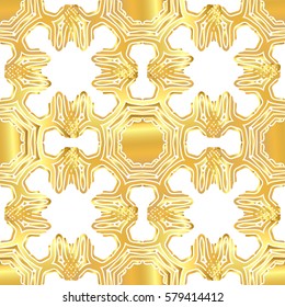 Vintage seamless  gold  background. Gold background for wedding invitation. Vector seamless gold pattern with gold ornament