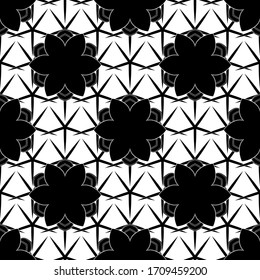 Cuadrícula transparente vintage para la plantilla de diseño en un fondo blanco. Esbozo vectorial para tarjetas, mensaje de agradecimiento, impresión. Patrón transparente de estilo oriental con elementos negros.