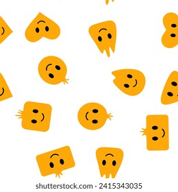 Vintage seamless happy emoji pattern, great design for any purpose.