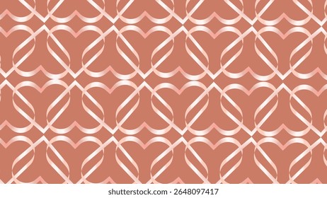 Padrão de coração sem emenda vintage com elementos florais e decorativos em tons rosa e vermelho
