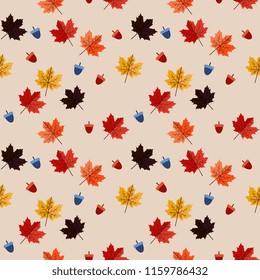 Seamless Pattern Fall Maple Leaves Vector Stock Vector (Royalty Free ...