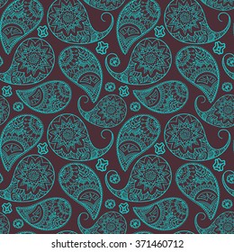 Vintage seamless ornament. Paisley pattern, Hand Drawn background, Indian motif ornament, vector