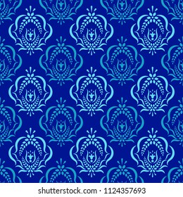 Vintage seamless ornament.Light elements on a blue background.