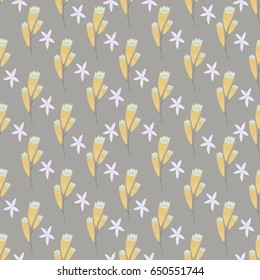 Vintage seamless pastel vectorn floral pattern. Hand drawn repeatable background foe textile and wallpapers.