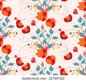 vintage seamless pattern with abstract flowers Floral background