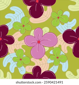 vintage seamless pattern with abstract flowers Floral background