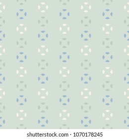 Vintage seamless pattern. Abstract retro style background with simple geometric shapes, colorful dots. Elegant texture in pastel colors, pale green, blue and beige. Repeatable design for decor, cloth