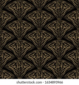 Vintage Seamless Pattern In Art Deco Style. Geometric gold decorative texture.
