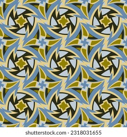 Vintage seamless pattern. Art forms are grouped and arranged in a specific order. Vector image for print, textile, packaging, interior design and your other projects.
