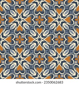 Vintage seamless pattern. Art forms are grouped and arranged in a specific order. Vector image for print, textile, packaging, interior design and your other projects.