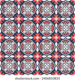 Vintage seamless pattern. Art forms are grouped and arranged in a specific order. Vector image for print, textile, packaging, interior design and your other projects.