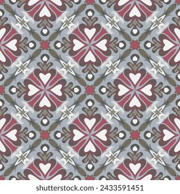 Vintage seamless pattern. Art forms are grouped and arranged in a specific order. Vector image for print, textile, packaging, interior design and your other projects.