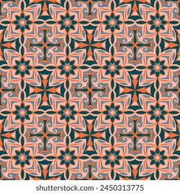 Vintage seamless pattern. Art forms are grouped and arranged in a specific order. Vector image for print, textile, packaging, interior design and your other projects.