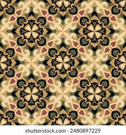 Vintage seamless pattern. Art forms are grouped and arranged in a specific order. Vector image for print, textile, packaging, interior design and your other projects.