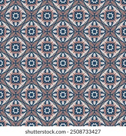 Vintage seamless pattern. Art forms are grouped and arranged in a specific order. Vector image for print, textile, packaging, interior design and your other projects.