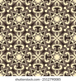 Vintage seamless pattern. Art forms are grouped and arranged in a specific order. Vector image for print, textile, packaging, interior design and your other projects.