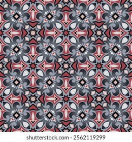 Vintage seamless pattern. Art forms are grouped and arranged in a specific order. Vector image for print, textile, packaging, interior design and your other projects.
