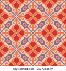 Vintage seamless pattern. Art forms are grouped and arranged in a specific order. Vector image for print, textile, packaging, interior design and your other projects.