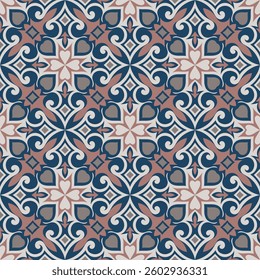 Vintage seamless pattern. Art forms are grouped and arranged in a specific order. Vector image for print, textile, packaging, interior design and your other projects.
