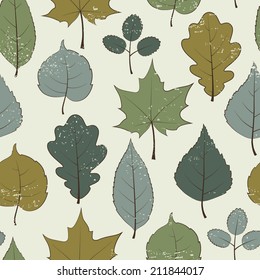 Vintage seamless pattern, autumn leaves