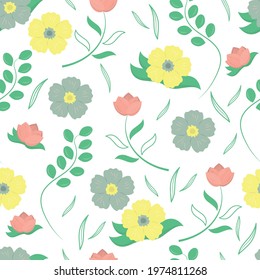 Vintage seamless pattern, background with beautiful flowers. Pattern for textiles, clothing, wrapping paper and more.

