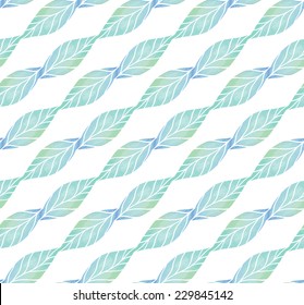 Vintage seamless pattern based on geometric shapes. Watercolor paint. Can be used as decoration for the gift boxes, wallpapers, backgrounds, web sites. The ornament with green leaves. Nature theme.