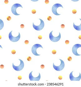 Vintage seamless pattern based on geometric shapes. Watercolor paint. Can be used as decoration for the gift boxes, wallpapers, backgrounds, web sites. 