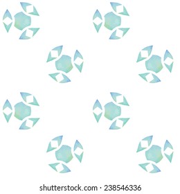 Vintage seamless pattern based on geometric shapes. Watercolor paint. Can be used as decoration for the gift boxes, wallpapers, backgrounds, web sites. Green theme. 