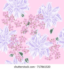 Vintage seamless pattern with beautiful delicate lilies. Flower background for textile, cover, wallpaper, gift packaging, printing.Romantic design for calico, silk.