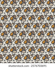 Vintage seamless pattern in beige and brown tones. Vector illustration for print, fabric, cover, packaging, interior decor, blog decoration and other your projects.