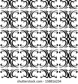 Vintage seamless pattern in black and white - vector 