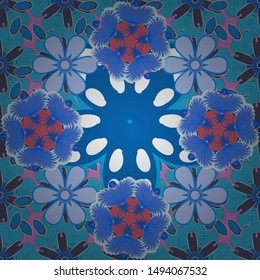 Vintage seamless pattern with blue, pink and white repeating elements. Oriental abstract vector classic pattern.