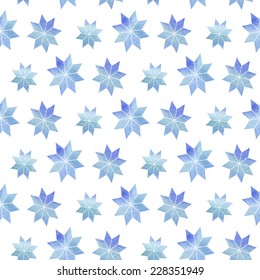 Vintage seamless pattern with blue stars. Watercolor paint. Can be used as decoration for the gift boxes, wallpapers, backgrounds, web sites. 
