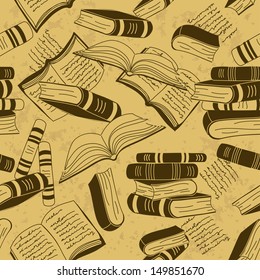 Vintage seamless pattern of books