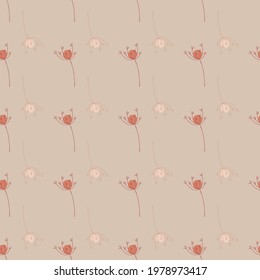 Vintage seamless pattern with botanic yarrow doodle flowers ornament. Pink pastel background. Vector illustration for seasonal textile prints, fabric, banners, backdrops and wallpapers.