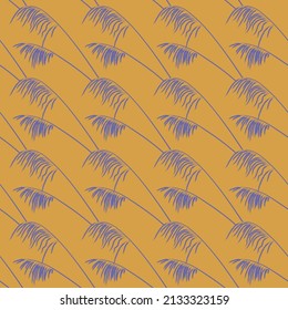 Vintage nahtloses Muster mit botanischen Linienzeichnungen. Erdige neutrale Farben. Auf gelbem Hintergrund.
