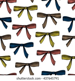 Vintage seamless pattern with bows.