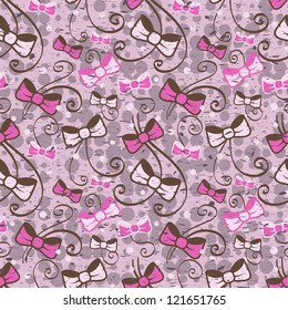 Vintage seamless pattern with bows. Vector illustration for your design
