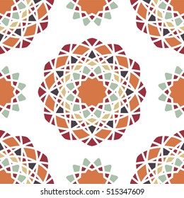 Vintage seamless pattern. Bright floral background, ornament, drawing. Retro nature print. Ethnic colorful ornaments. Kaleidoscope big bud. Arabic, Indian, ottoman motifs. Floral textile.