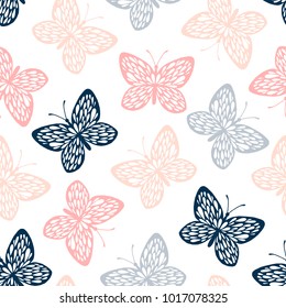 Vintage seamless pattern with butterflies.